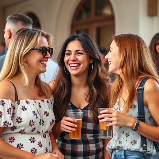 Group of friends laughing and talking together