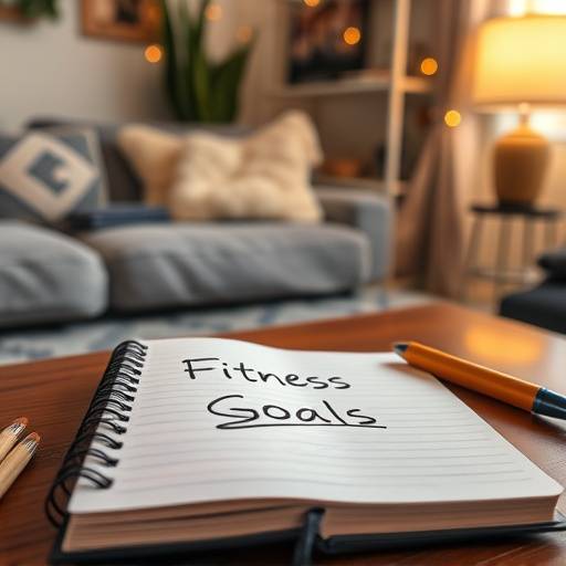Person writing fitness goals in a notebook