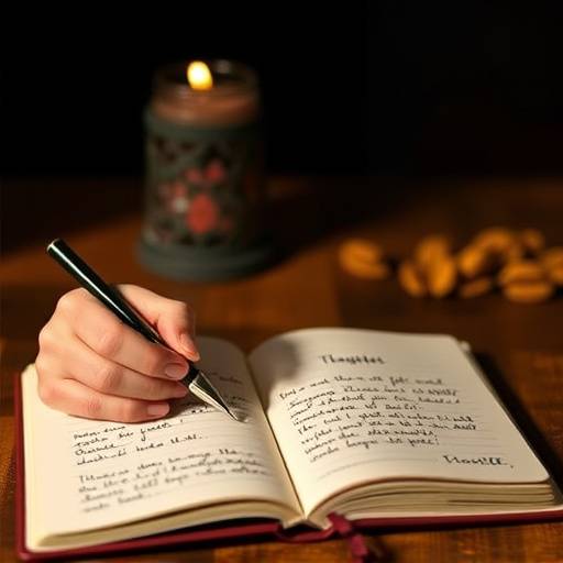 Person writing in a gratitude journal