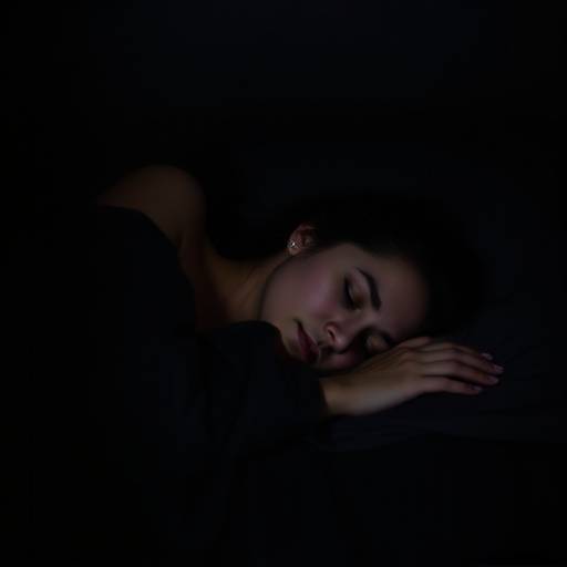 Woman sleeping peacefully in a dark, quiet room